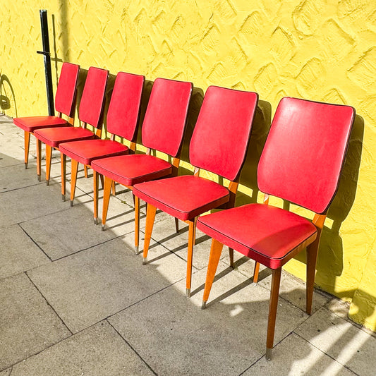 Dining Chairs Red - Set of 6