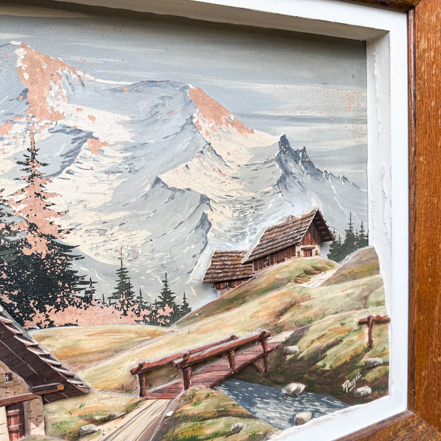 3D painting with wooden frame