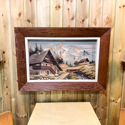 3D painting with wooden frame