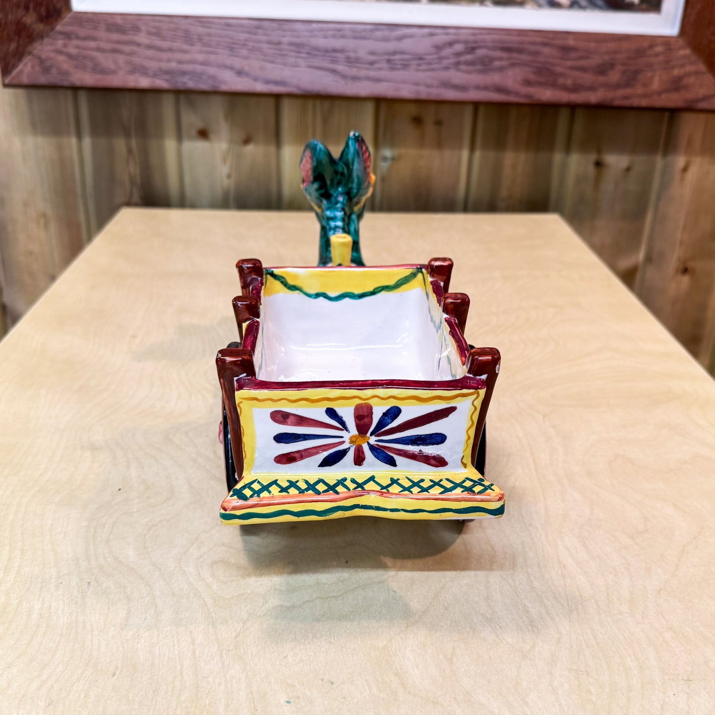 Ceramic donkey and cart